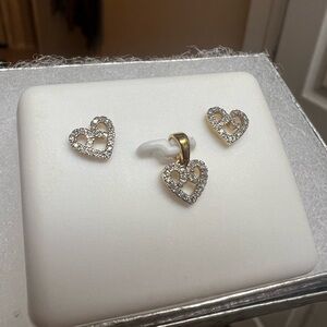10KT baby heart shaped earrings and pendant NEW